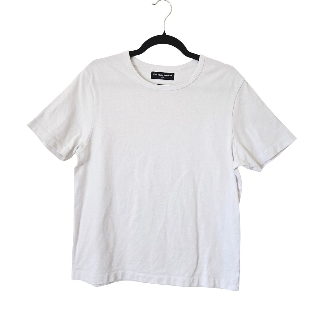 Pool House New York Mens Large White Short Sleeve 100% Cotton T-Shirt USA
